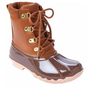 Adrienne Vittadini  | Youth Girls Gavin Duck Boots Size: 1M Youth | Pink /Brown